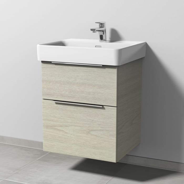 Sanipa 3way Waschtischunterbau für Keramik-Waschtisch Pro S 55 cm, 2 Auszüge mit Aufsatzgriff