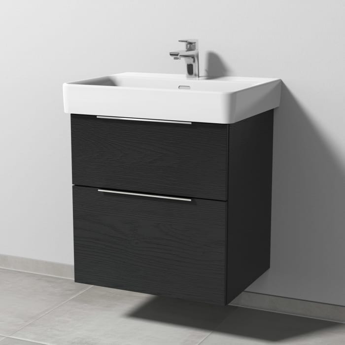 Sanipa 3way Waschtischunterbau für Keramik-Waschtisch Pro S 60 cm, 2 Auszüge mit Aufsatzgriff