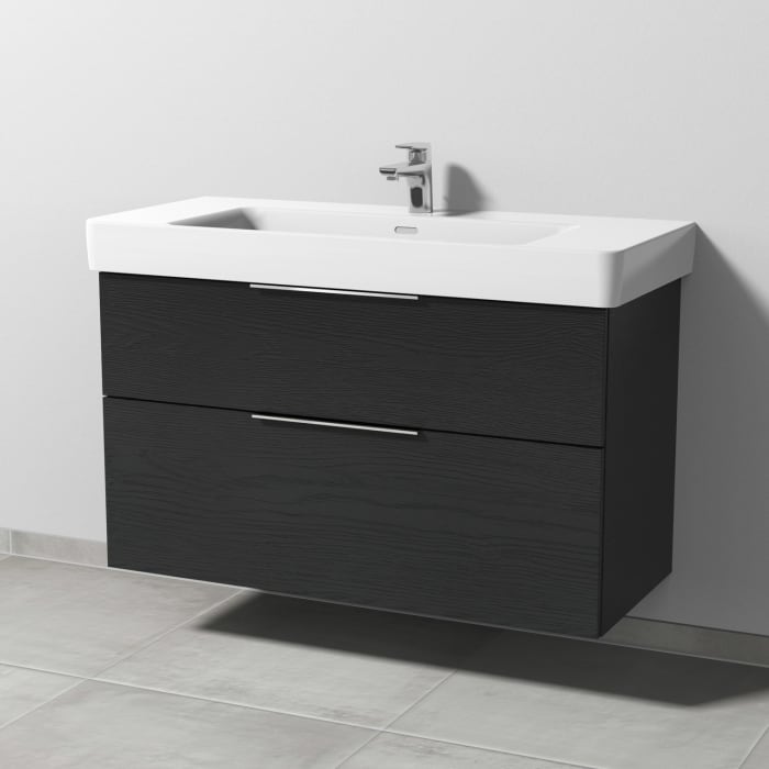 Sanipa 3way Waschtischunterbau für Keramik-Waschtisch Pro S 105 cm, 2 Auszüge mit Aufsatzgriff