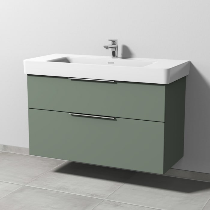 Sanipa 3way Waschtischunterbau für Keramik-Waschtisch Pro S 105 cm, 2 Auszüge mit Aufsatzgriff