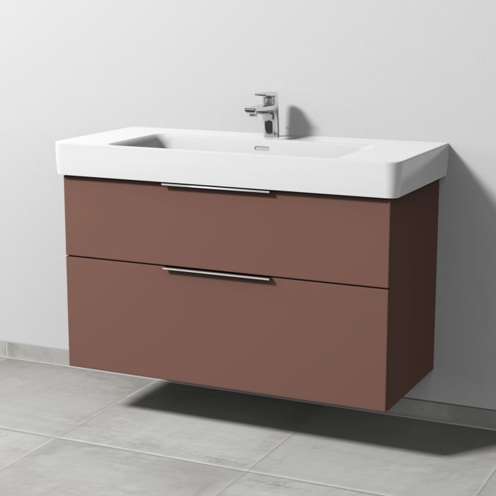 Sanipa 3way Waschtischunterbau für Keramik-Waschtisch Pro S 105 cm, 2 Auszüge mit Aufsatzgriff