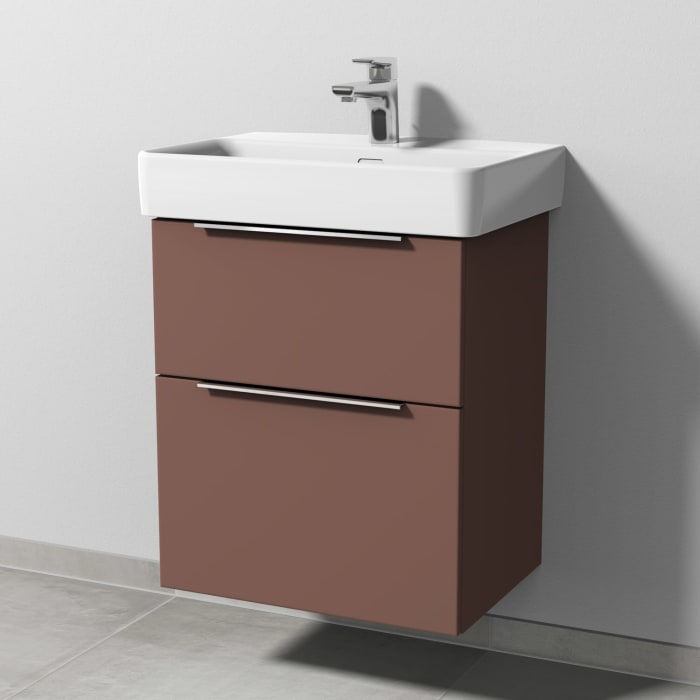 Sanipa 3way Waschtischunterbau für Keramik-Waschtisch Pro S 55 cm, 2 Auszüge mit Aufsatzgriff, geringere Tiefe