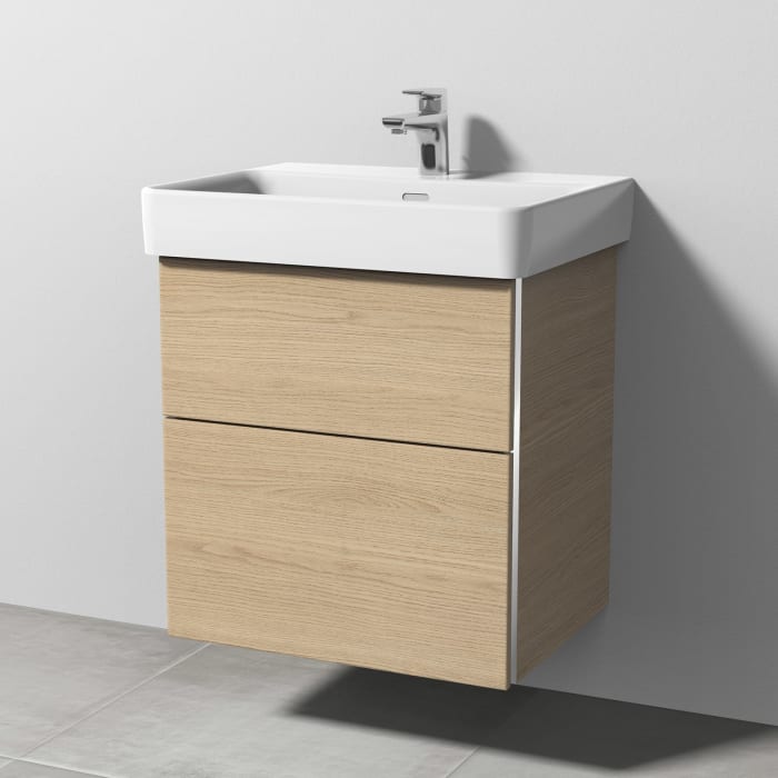 Sanipa 3way Waschtischunterbau für Keramik-Waschtisch Pro S 60 cm, 2 Auszüge mit Griffleisten