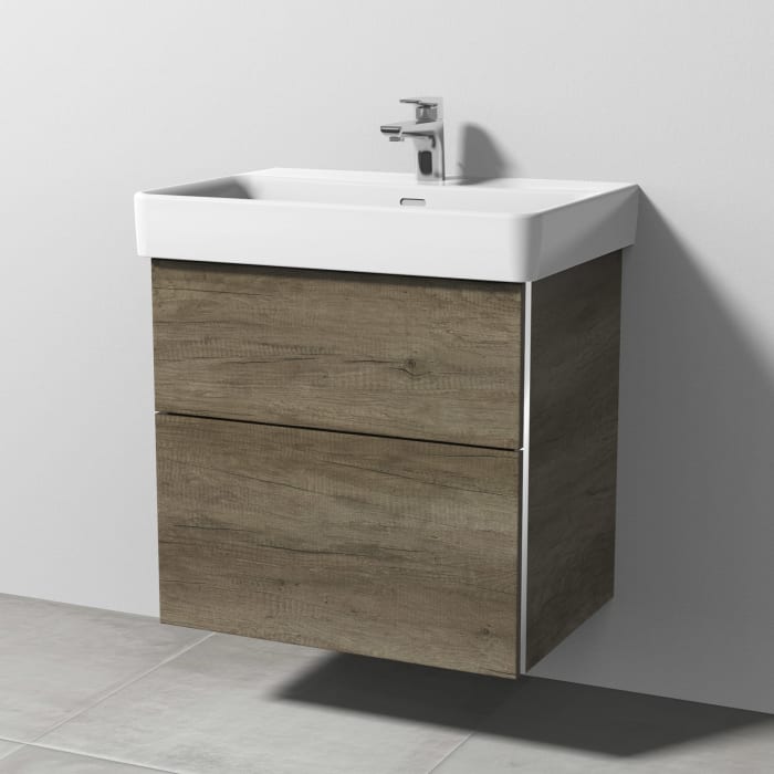 Sanipa 3way Waschtischunterbau für Keramik-Waschtisch Pro S 65 cm, 2 Auszüge mit Griffleisten