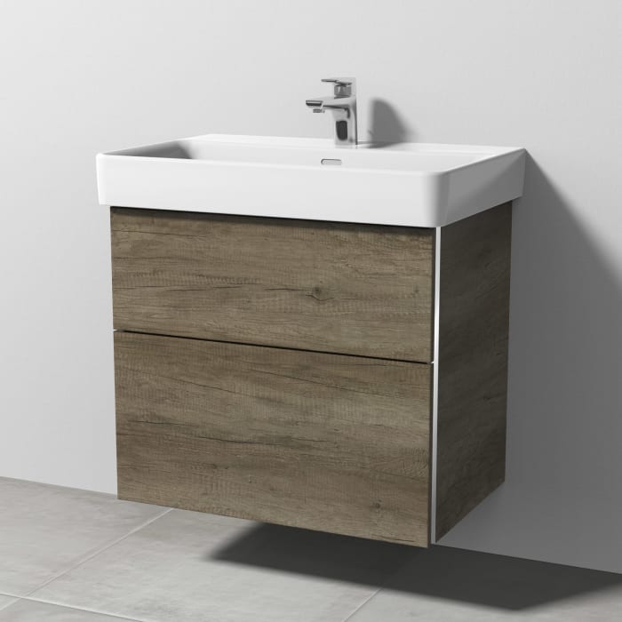Sanipa 3way Waschtischunterbau für Keramik-Waschtisch Pro S 70 cm, 2 Auszüge mit Griffleisten