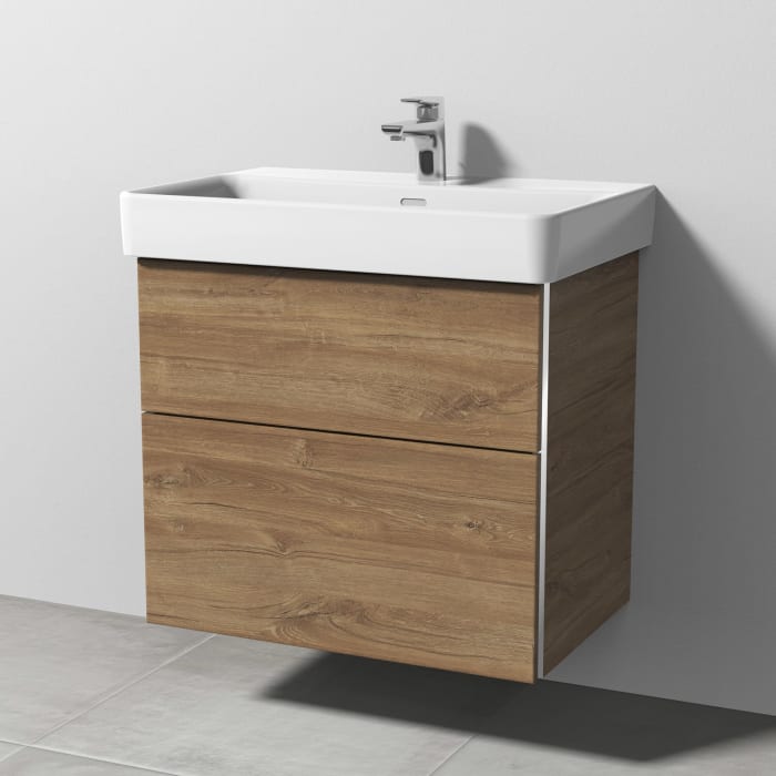 Sanipa 3way Waschtischunterbau für Keramik-Waschtisch Pro S 70 cm, 2 Auszüge mit Griffleisten