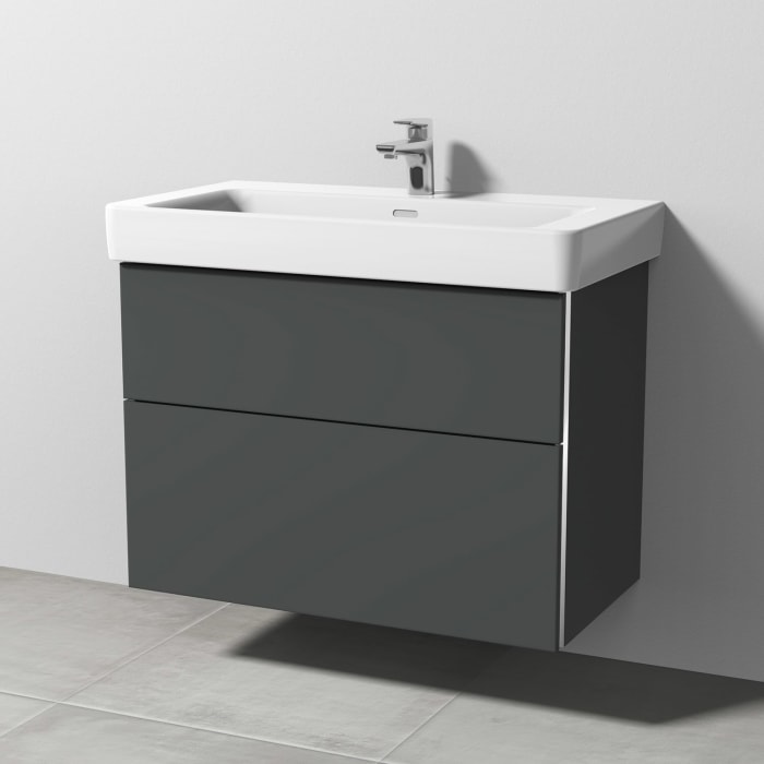 Sanipa 3way Waschtischunterbau für Keramik-Waschtisch Pro S 85 cm, 2 Auszüge mit Griffleisten