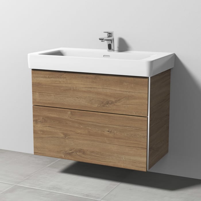 Sanipa 3way Waschtischunterbau für Keramik-Waschtisch Pro S 85 cm, 2 Auszüge mit Griffleisten