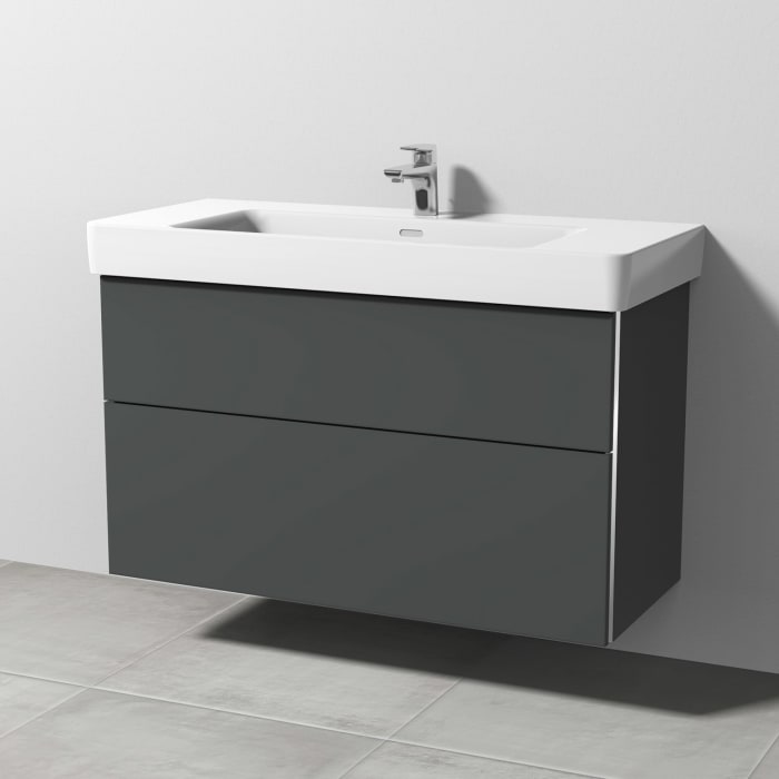 Sanipa 3way Waschtischunterbau für Keramik-Waschtisch Pro S 105 cm, 2 Auszüge mit Griffleisten