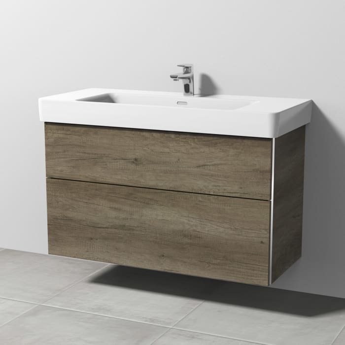 Sanipa 3way Waschtischunterbau für Keramik-Waschtisch Pro S 105 cm, 2 Auszüge mit Griffleisten