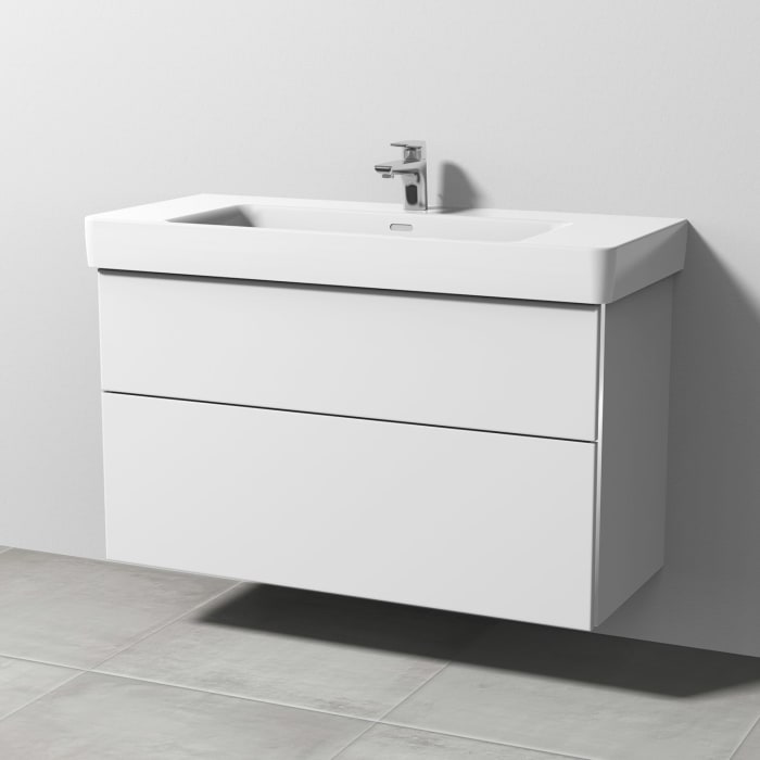 Sanipa 3way Waschtischunterbau für Keramik-Waschtisch Pro S 105 cm, 2 Auszüge mit Griffleisten