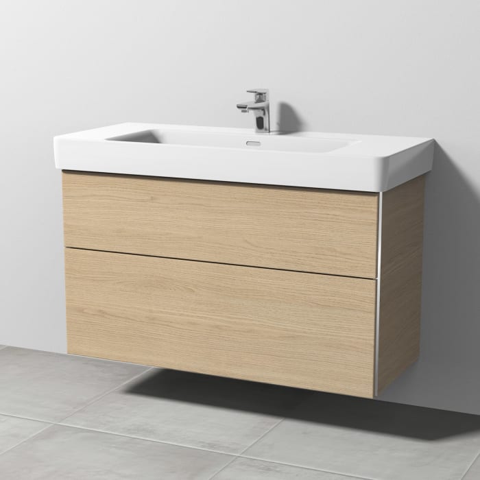 Sanipa 3way Waschtischunterbau für Keramik-Waschtisch Pro S 105 cm, 2 Auszüge mit Griffleisten