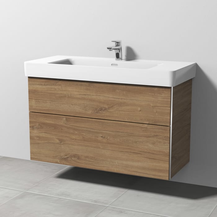 Sanipa 3way Waschtischunterbau für Keramik-Waschtisch Pro S 105 cm, 2 Auszüge mit Griffleisten