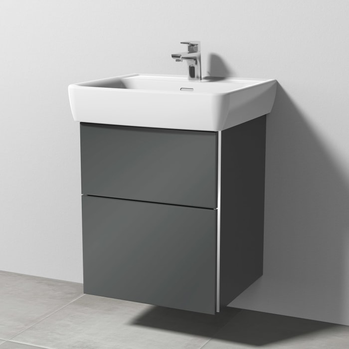 Sanipa 3way Waschtischunterbau für Keramik-Waschtisch Pro A 55 cm, 2 Auszüge mit Griffleisten