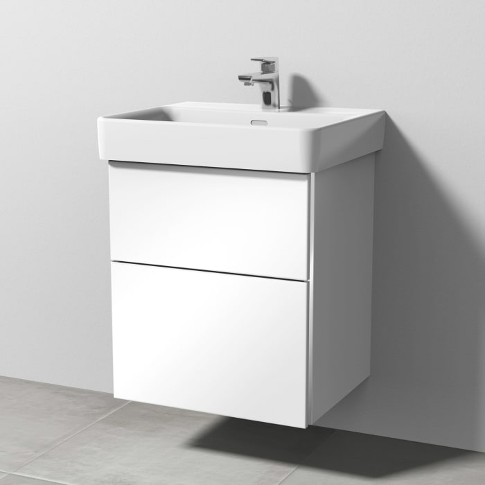 Sanipa 3way Waschtischunterbau für Keramik-Waschtisch Pro S 55 cm, 2 Auszüge mit Griffleisten