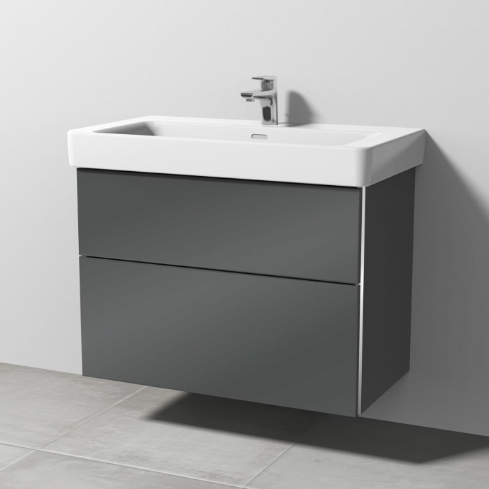Sanipa 3way Waschtischunterbau für Keramik-Waschtisch Pro S 85 cm, 2 Auszüge mit Griffleisten