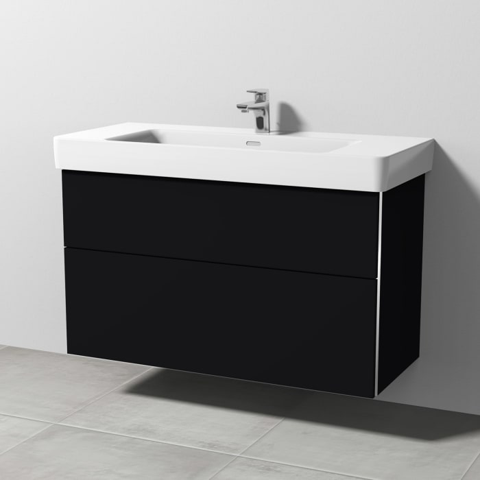 Sanipa 3way Waschtischunterbau für Keramik-Waschtisch Pro S 105 cm, 2 Auszüge mit Griffleisten