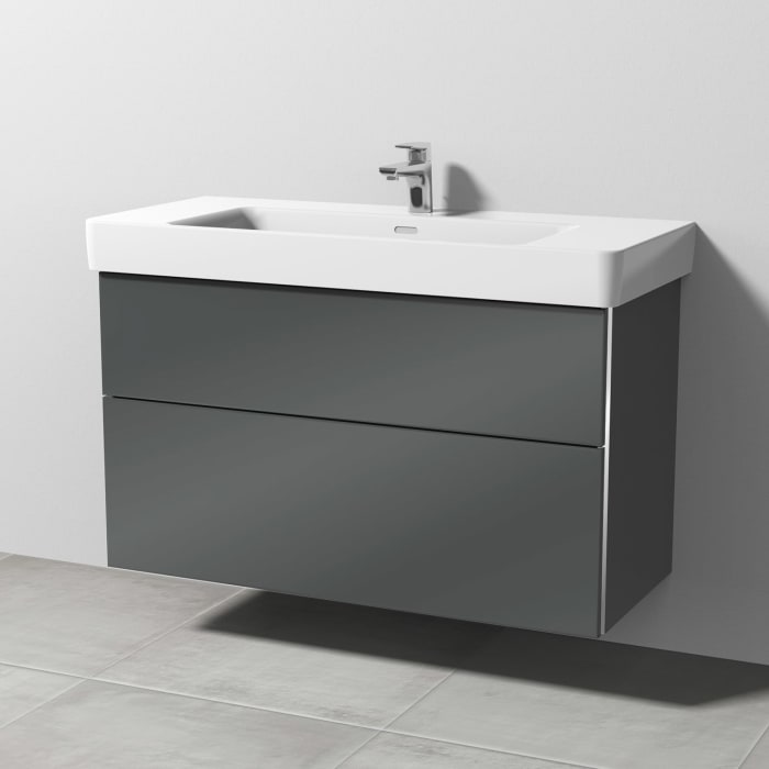 Sanipa 3way Waschtischunterbau für Keramik-Waschtisch Pro S 105 cm, 2 Auszüge mit Griffleisten