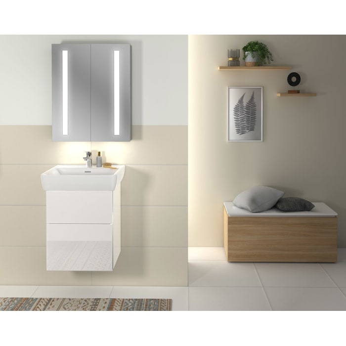 Sanipa 3way Waschtischunterbau für Keramik-Waschtisch Pro A 55 cm, 2 Auszüge mit Griffleisten