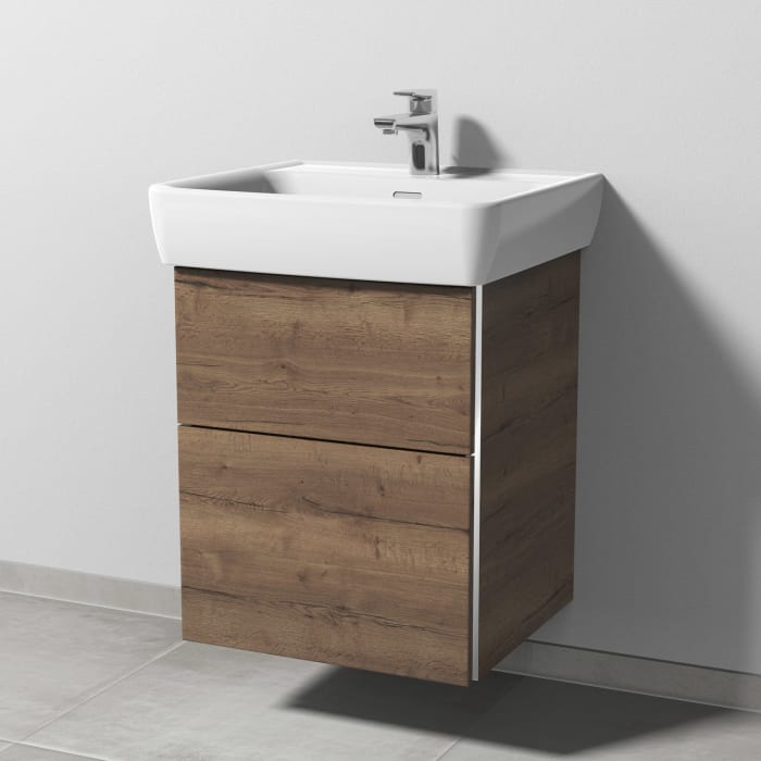 Sanipa 3way Waschtischunterbau für Keramik-Waschtisch Pro A 55 cm, 2 Auszüge mit Griffleisten