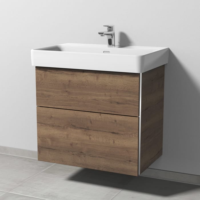 Sanipa 3way Waschtischunterbau für Keramik-Waschtisch Pro S 70 cm, 2 Auszüge mit Griffleisten