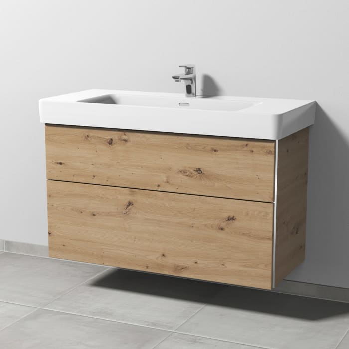 Sanipa 3way Waschtischunterbau für Keramik-Waschtisch Pro S 105 cm, 2 Auszüge mit Griffleisten