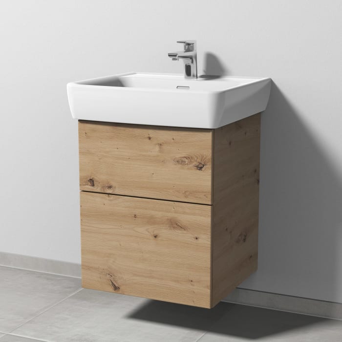 Sanipa 3way Waschtischunterbau für Keramik-Waschtisch Pro A 55 cm, 2 Auszüge mit Push to open