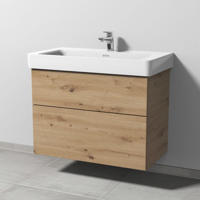 Sanipa 3way Waschtischunterbau für Keramik-Waschtisch Pro S 85 cm, 2 Auszüge mit Push to open