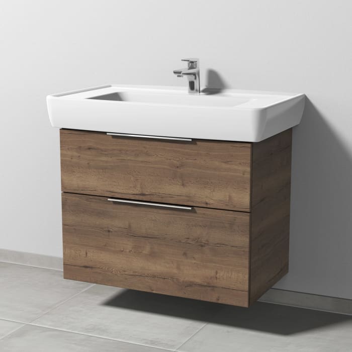 Sanipa 3way Waschtischunterbau für Keramik-Waschtisch Pro A 85 cm, 2 Auszüge mit Aufsatzgriff