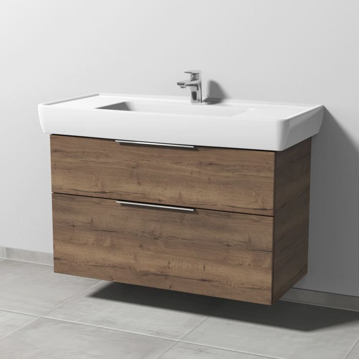 Sanipa 3way Waschtischunterbau für Keramik-Waschtisch Pro A 105 cm, 2 Auszüge mit Aufsatzgriff