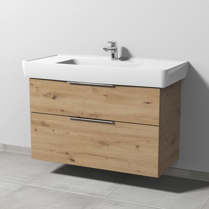 Sanipa 3way Waschtischunterbau für Keramik-Waschtisch Pro A 105 cm, 2 Auszüge mit Aufsatzgriff