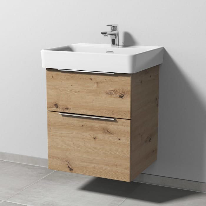 Sanipa 3way Waschtischunterbau für Keramik-Waschtisch Pro S 55 cm, 2 Auszüge mit Aufsatzgriff