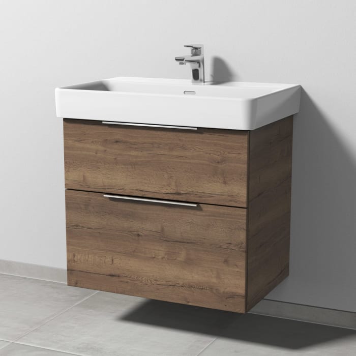 Sanipa 3way Waschtischunterbau für Keramik-Waschtisch Pro S 70 cm, 2 Auszüge mit Aufsatzgriff