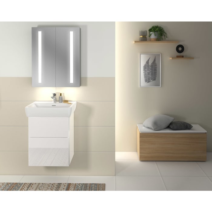 Sanipa 3way Waschtischunterbau für Keramik-Waschtisch Pro A 55 cm, 2 Auszüge mit Griffleisten