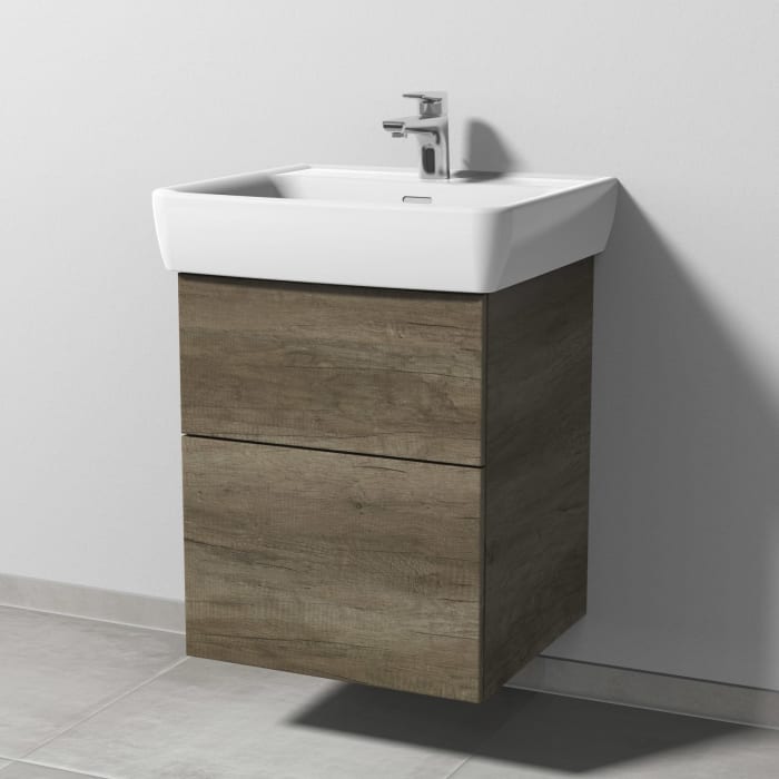 Sanipa 3way Waschtischunterbau für Keramik-Waschtisch Pro A 55 cm, 2 Auszüge mit Push to open