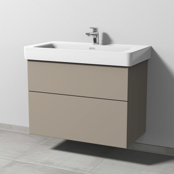 Sanipa 3way Waschtischunterbau für Keramik-Waschtisch Pro S 85 cm, 2 Auszüge mit Push to open