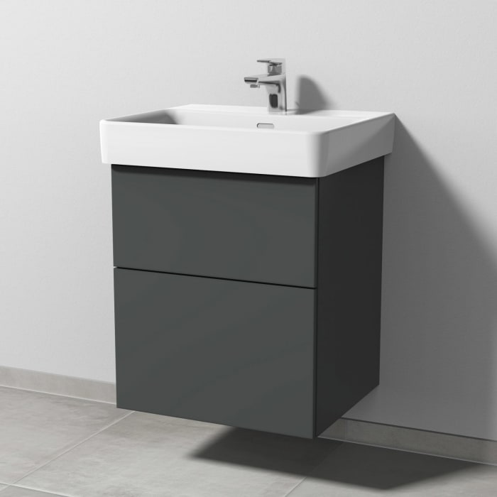 Sanipa 3way Waschtischunterbau für Keramik-Waschtisch Pro S 55 cm, 2 Auszüge mit Push to open