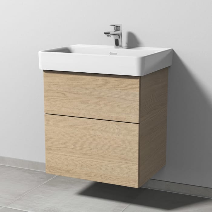 Sanipa 3way Waschtischunterbau für Keramik-Waschtisch Pro S 60 cm, 2 Auszüge mit Push to open