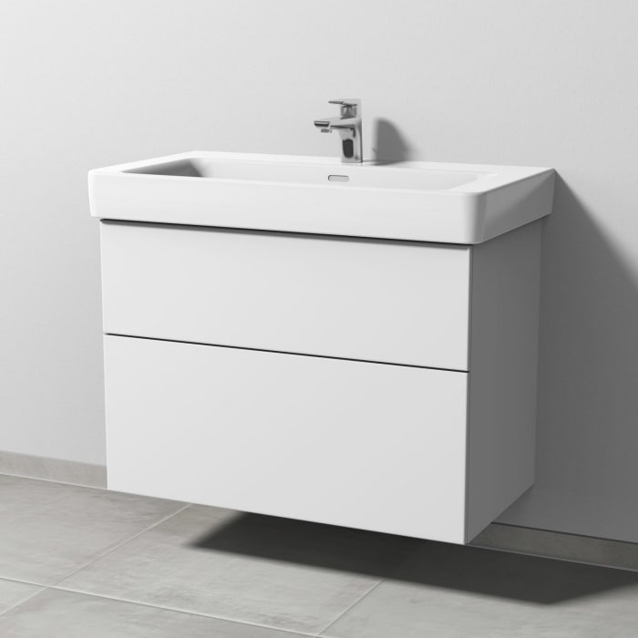 Sanipa 3way Waschtischunterbau für Keramik-Waschtisch Pro S 85 cm, 2 Auszüge mit Push to open