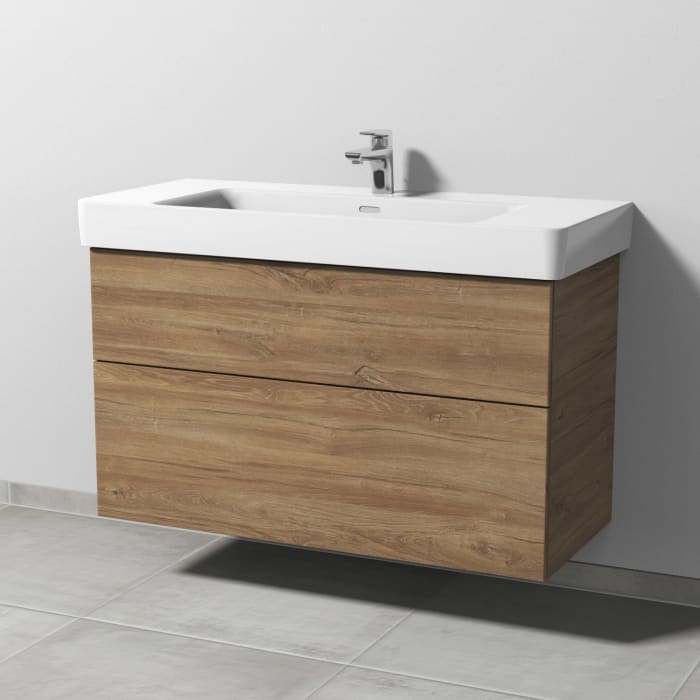 Sanipa 3way Waschtischunterbau für Keramik-Waschtisch Pro S 105 cm, 2 Auszüge mit Push to open