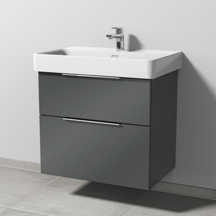 Sanipa 3way Waschtischunterbau für Keramik-Waschtisch Pro S 70 cm, 2 Auszüge mit Aufsatzgriff