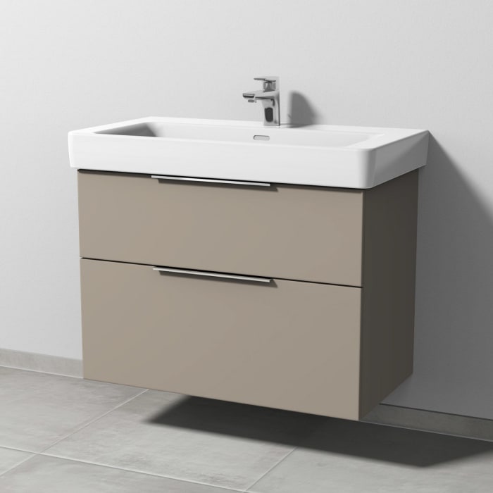 Sanipa 3way Waschtischunterbau für Keramik-Waschtisch Pro S 85 cm, 2 Auszüge mit Aufsatzgriff