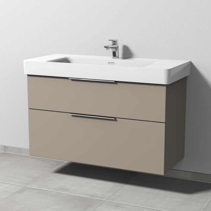 Sanipa 3way Waschtischunterbau für Keramik-Waschtisch Pro S 105 cm, 2 Auszüge mit Aufsatzgriff