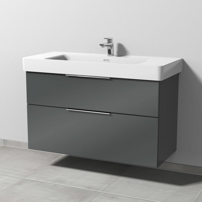 Sanipa 3way Waschtischunterbau für Keramik-Waschtisch Pro S 105 cm, 2 Auszüge mit Aufsatzgriff