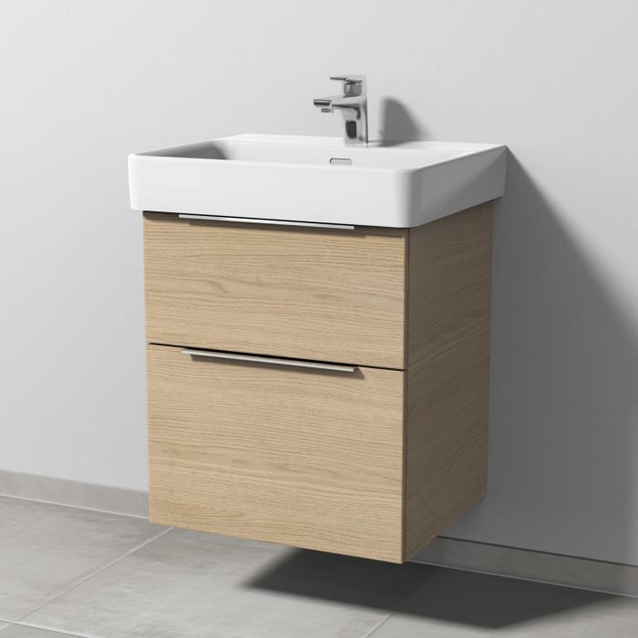 Sanipa 3way Waschtischunterbau für Keramik-Waschtisch Pro S 55 cm, 2 Auszüge mit Aufsatzgriff