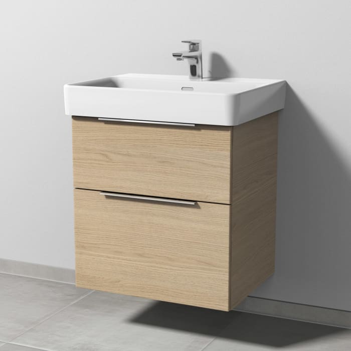 Sanipa 3way Waschtischunterbau für Keramik-Waschtisch Pro S 60 cm, 2 Auszüge mit Aufsatzgriff
