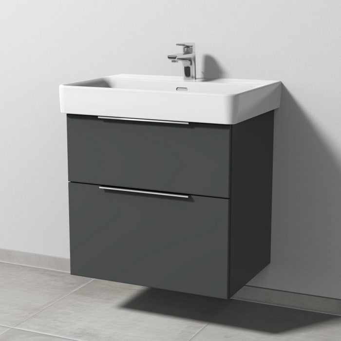 Sanipa 3way Waschtischunterbau für Keramik-Waschtisch Pro S 65 cm, 2 Auszüge mit Aufsatzgriff