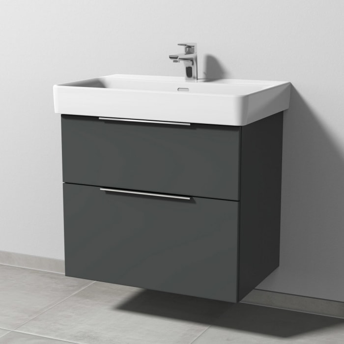 Sanipa 3way Waschtischunterbau für Keramik-Waschtisch Pro S 70 cm, 2 Auszüge mit Aufsatzgriff