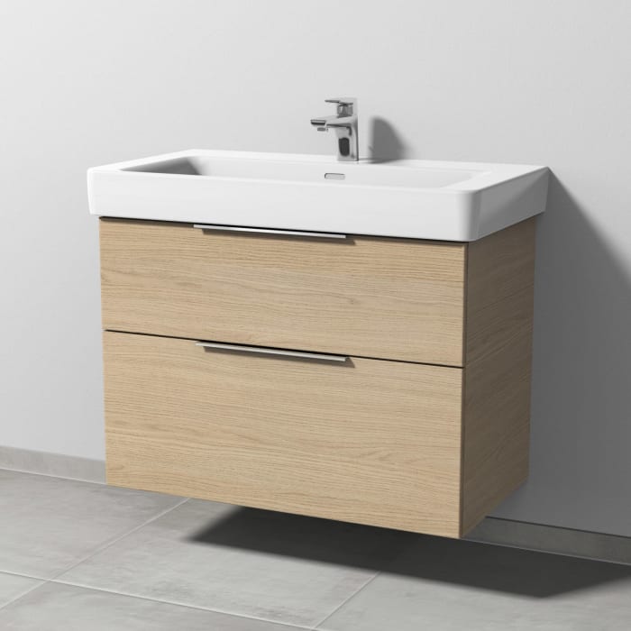 Sanipa 3way Waschtischunterbau für Keramik-Waschtisch Pro S 85 cm, 2 Auszüge mit Aufsatzgriff