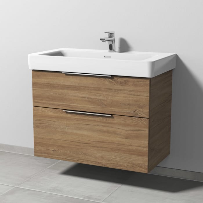 Sanipa 3way Waschtischunterbau für Keramik-Waschtisch Pro S 85 cm, 2 Auszüge mit Aufsatzgriff